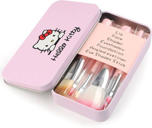 (Pack of 2) Hello Kitty Complete Makeup Mini Brush Kit with A Storage Box β Set of 7 Pieces