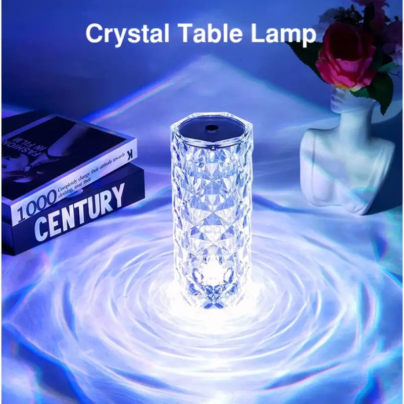 Rose Crystal Diamond Touch Lamp – 16 Colors Swap With Remote Control