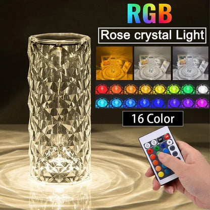 Rose Crystal Diamond Touch Lamp – 16 Colors Swap With Remote Control