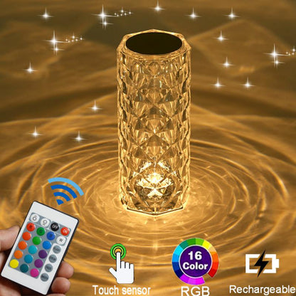 Rose Crystal Diamond Touch Lamp – 16 Colors Swap With Remote Control