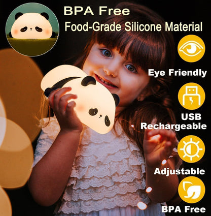 Rgb Panda Lamp Cute Rechargeable Sleeping Panda Night Light Silicone Nursery Lamp With Seven Color Changing