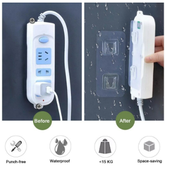 (pack of 10) Double Sided Adhesive Wall Hooks - Transparent