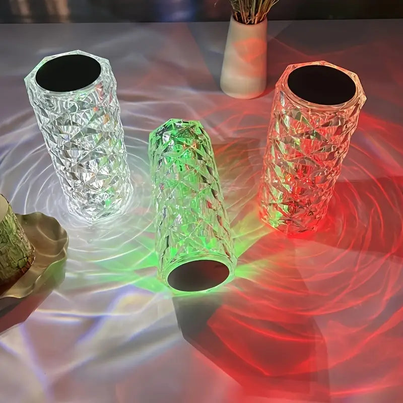 Rose Crystal Diamond Touch Lamp – 16 Colors Swap With Remote Control