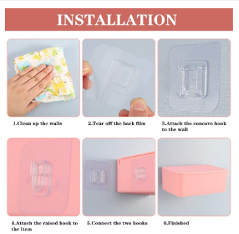 (pack of 10) Double Sided Adhesive Wall Hooks - Transparent