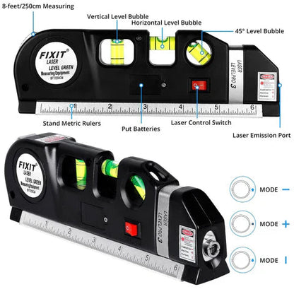 Professional 5-in-1 Laser Level with Ruler, Scale & Triple Spirit Level